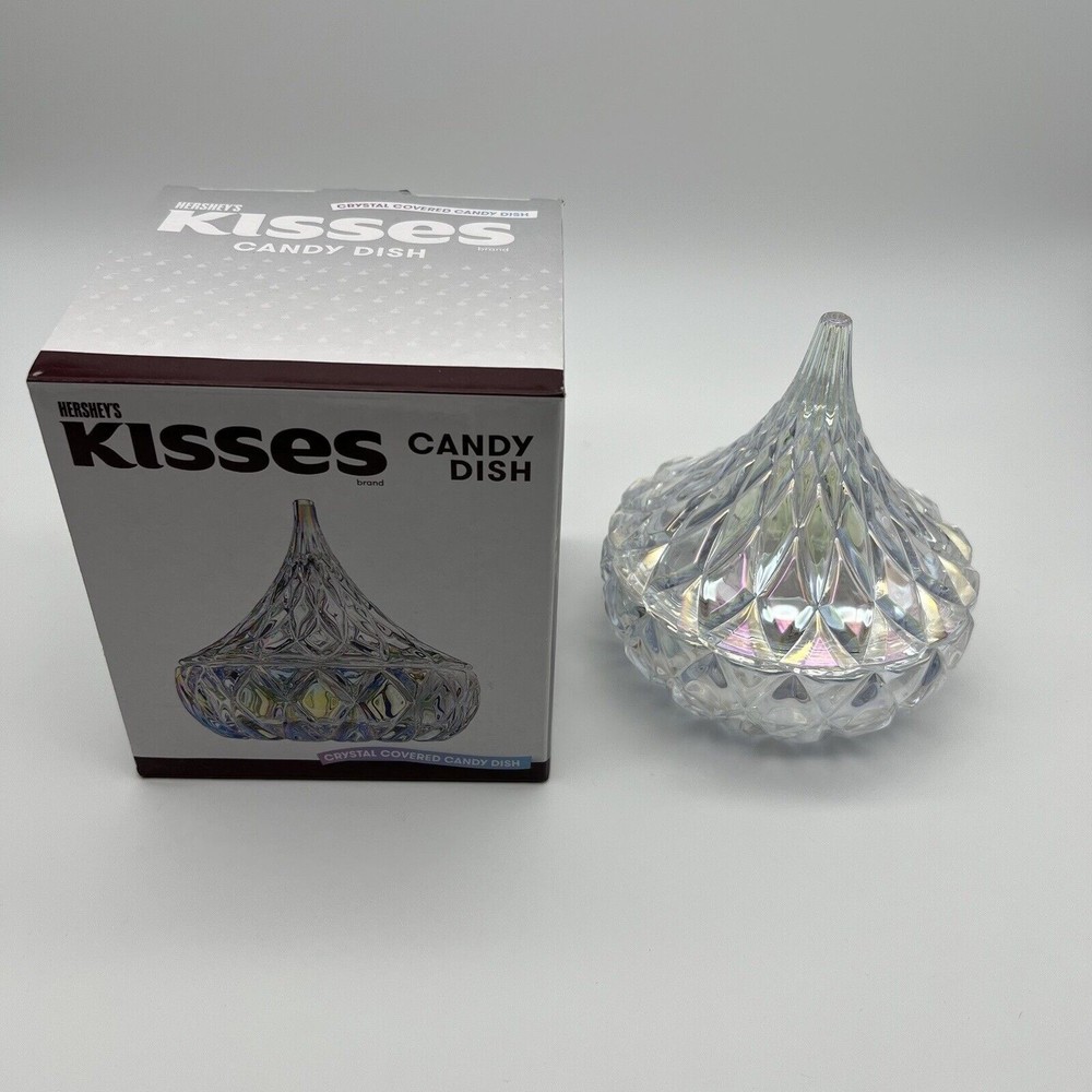 Hershey's Kiss Iridescent Candy Dish Godinger Shannon Crystal Kisses Box Gift